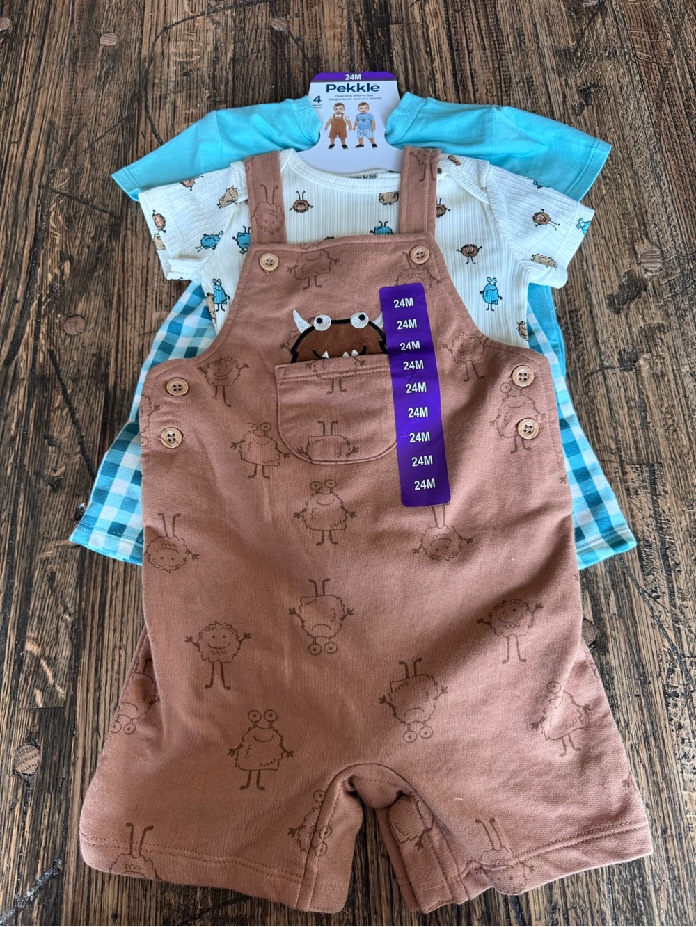 NWT. Pekkle Baby 4-piece Overall & Short Baby Boys' Set.